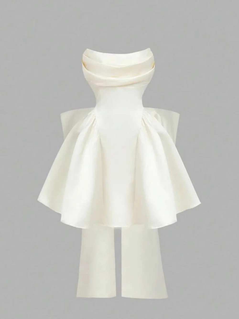 Strapless Cream Cocktail Dress - Picture 7 of 8